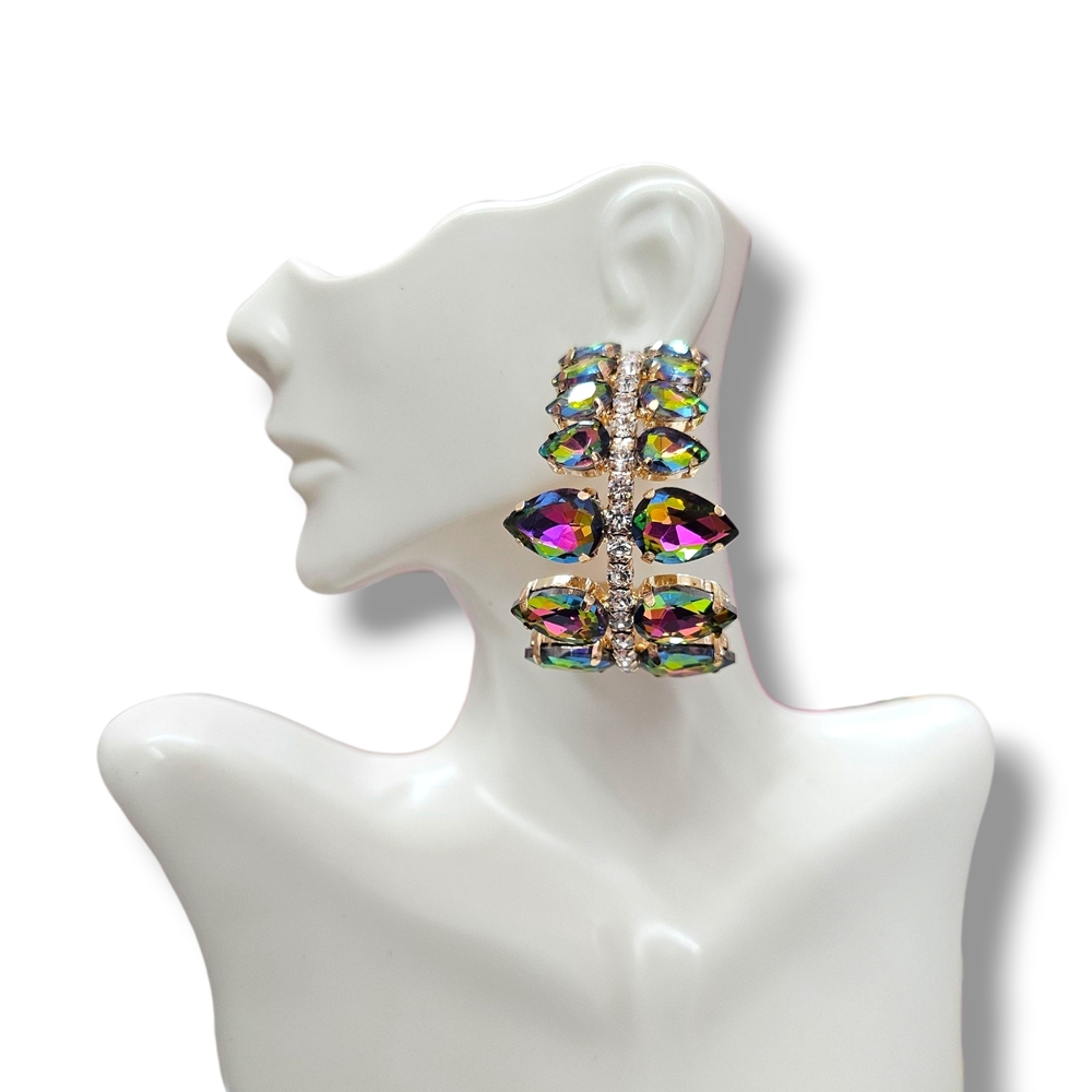 Vibrant Crystal Leaf Earrings